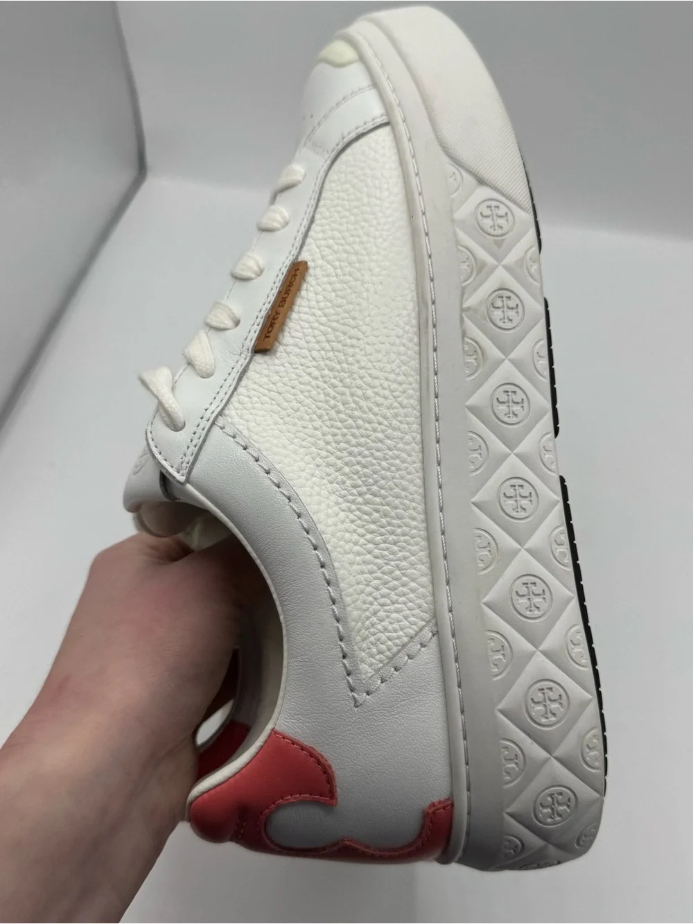 Tory Burch Ladybug Platform Sneakers Titanium‎ White/Washed Berry size 9.5 luxe